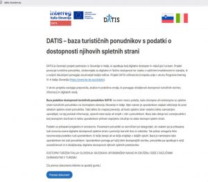 SLIKA PRIKAZUJE VSTOPNO STRAN NA POVEZAVI https://datis-tourism.eu/