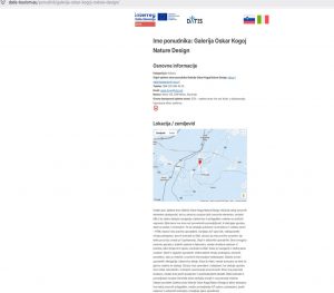 SLIKA PRIKAZUJE ENO DO PODSTRANI, KI OPISUJE DOSTOPNOST KONKRETNEGA PONUDNIKA TURISTIČNIH STORITEV